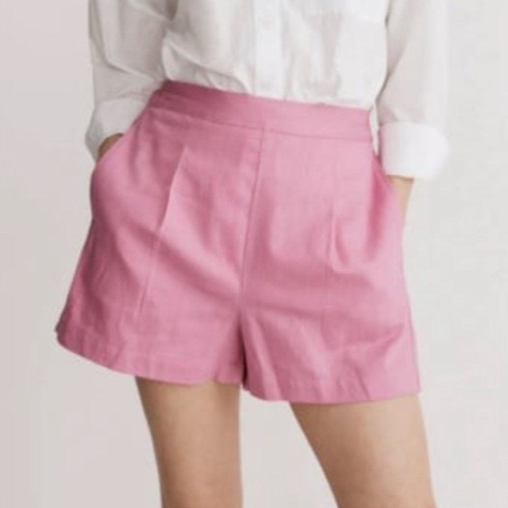 Madewell‎ Clean Pull-On Linen Pleated High Rise Casual Shorts Size Small